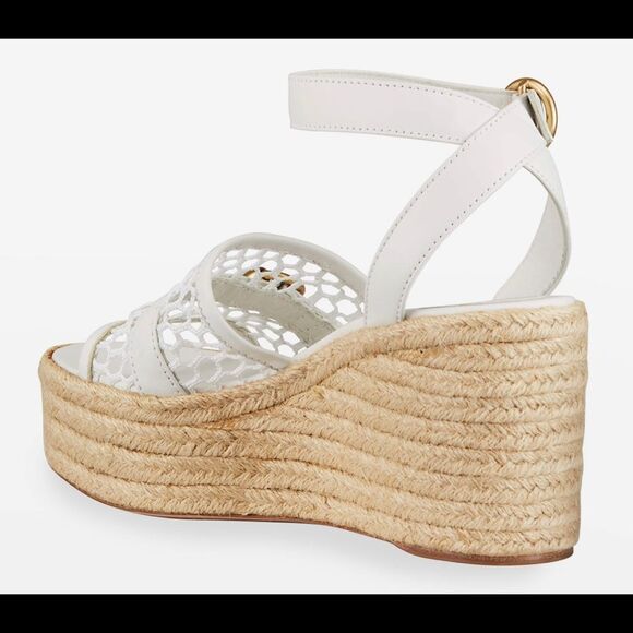 Gianvito Rossi Solana Buckle Napa Wedge Platform Sandals White Size 41.5/11.5 - Picture 3 of 12